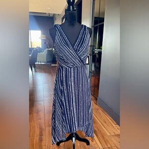 DKNY Navy and White Maxi Dress